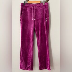 Women’s DKNY SPORT Velour Rhinestone Logo Soft Plush Purple Track Pants